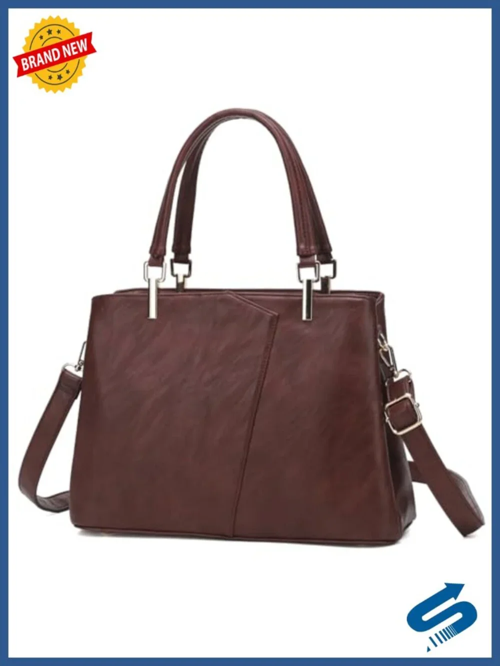 Vegan Leather Hobo Bag with Top Zipper, Detachable Strap, 3 Pockets
